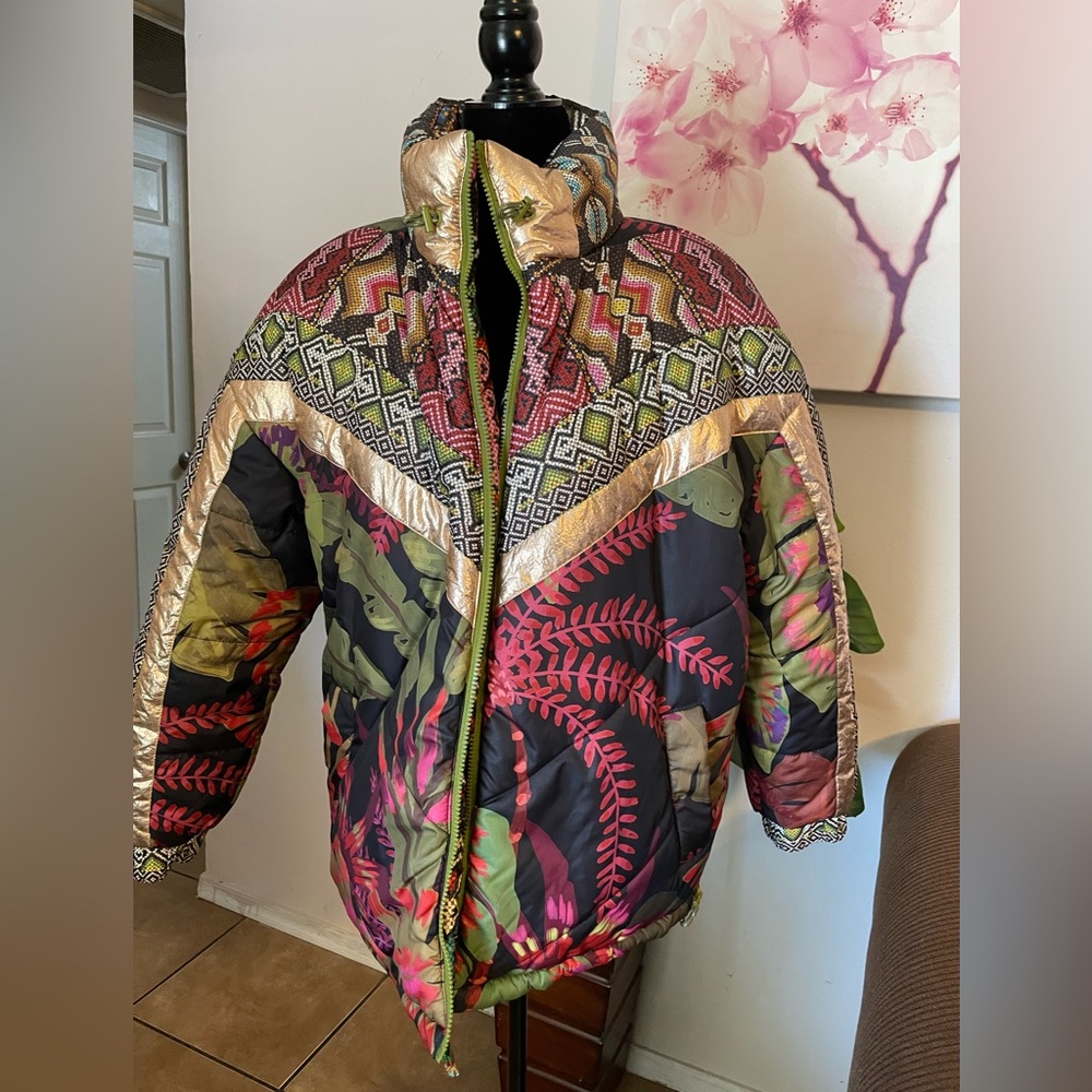 FARM Rio Multicolor Tropical-Print Quilted Puffer